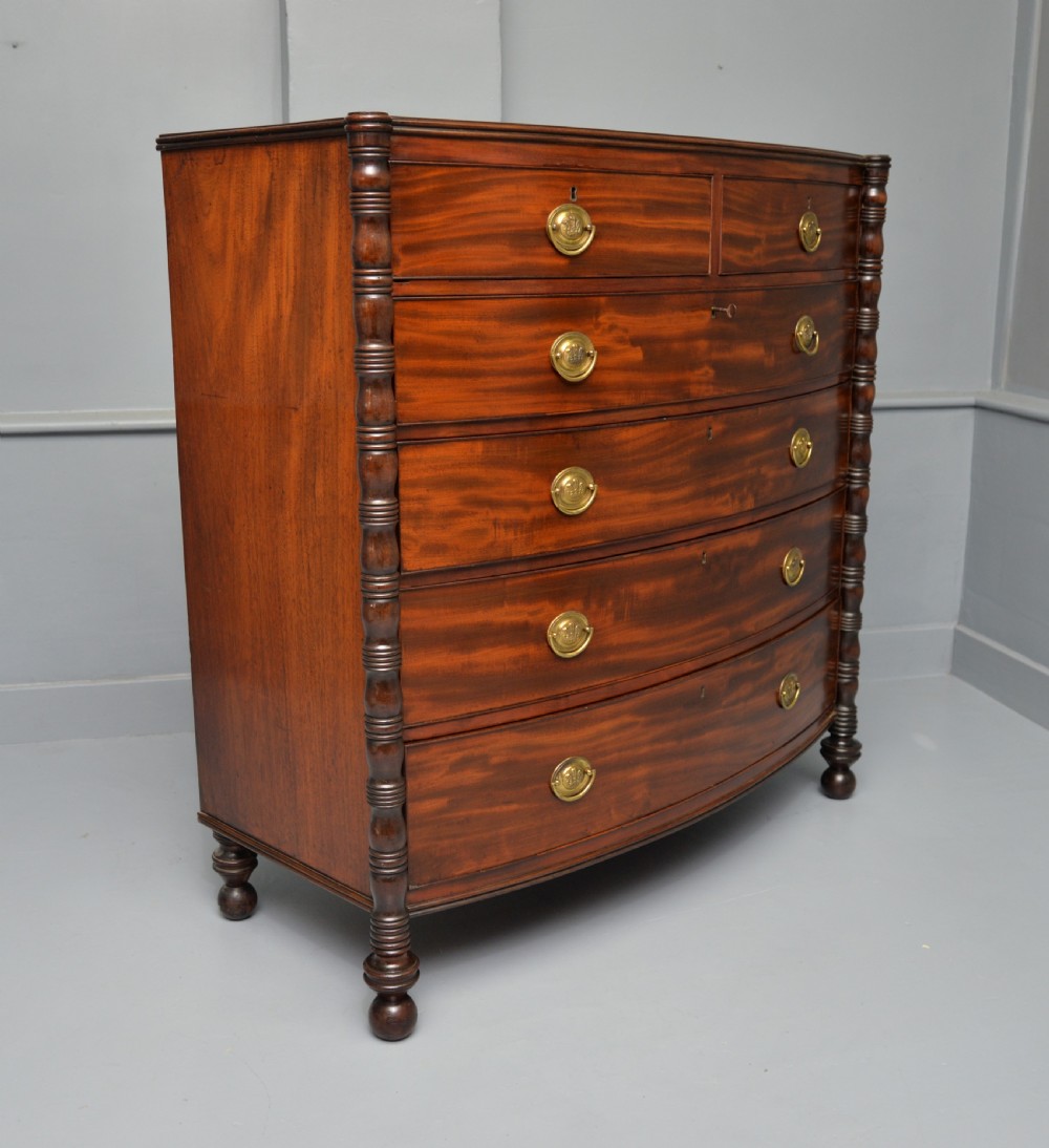 Regency Mahogany Bow-Front Chest Of Drawers View X