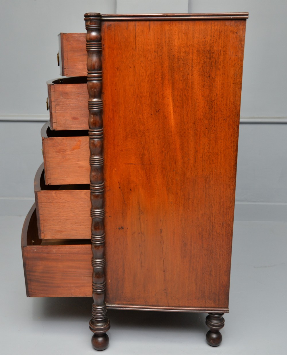 Regency Mahogany Bow-Front Chest Of Drawers View XIV