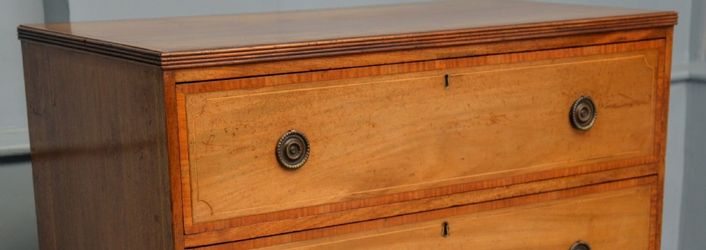 Superb George III Satinwood & Mahogany Inlaid Chest Of Drawers View VII