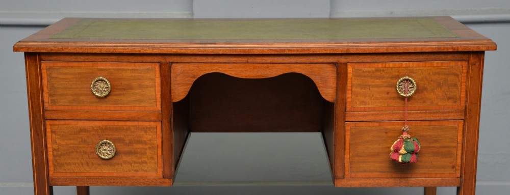 Edwardian Inlaid Mahogany Leather Top Writing Desk View V