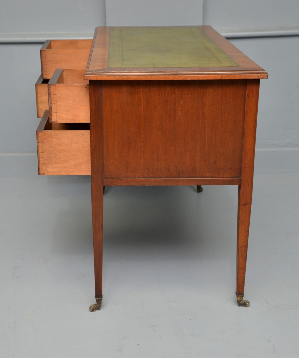 Edwardian Inlaid Mahogany Leather Top Writing Desk View XI