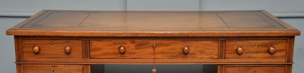 Victorian Mahogany Leather Top Pedestal Desk View VI