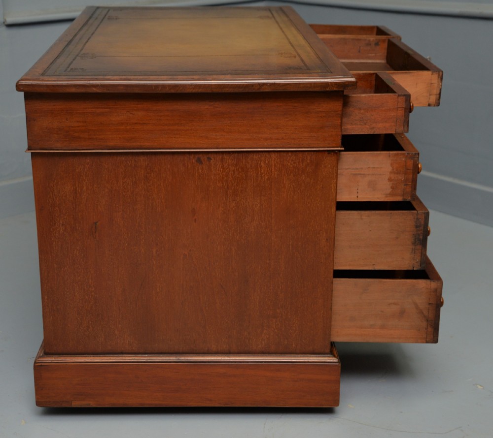 Victorian Mahogany Leather Top Pedestal Desk View VII