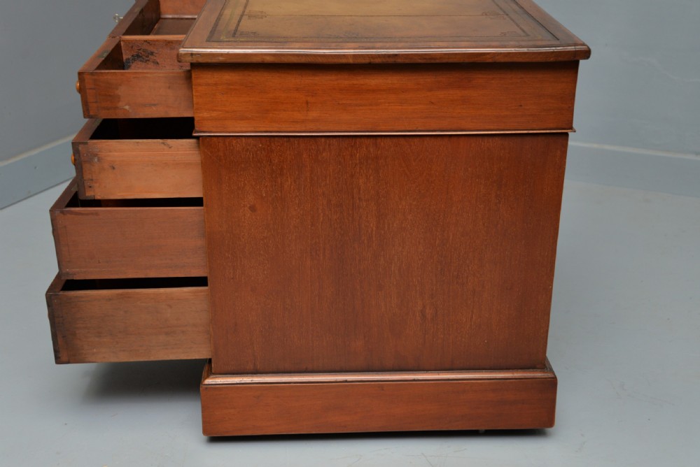 Victorian Mahogany Leather Top Pedestal Desk View VIII
