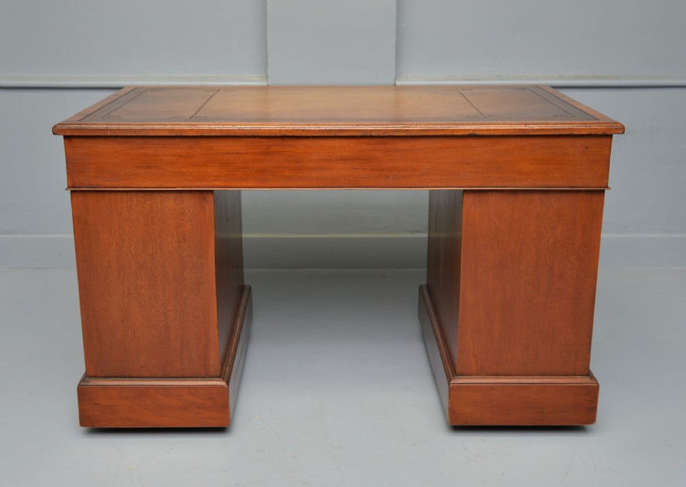 Victorian Mahogany Leather Top Pedestal Desk View XIII