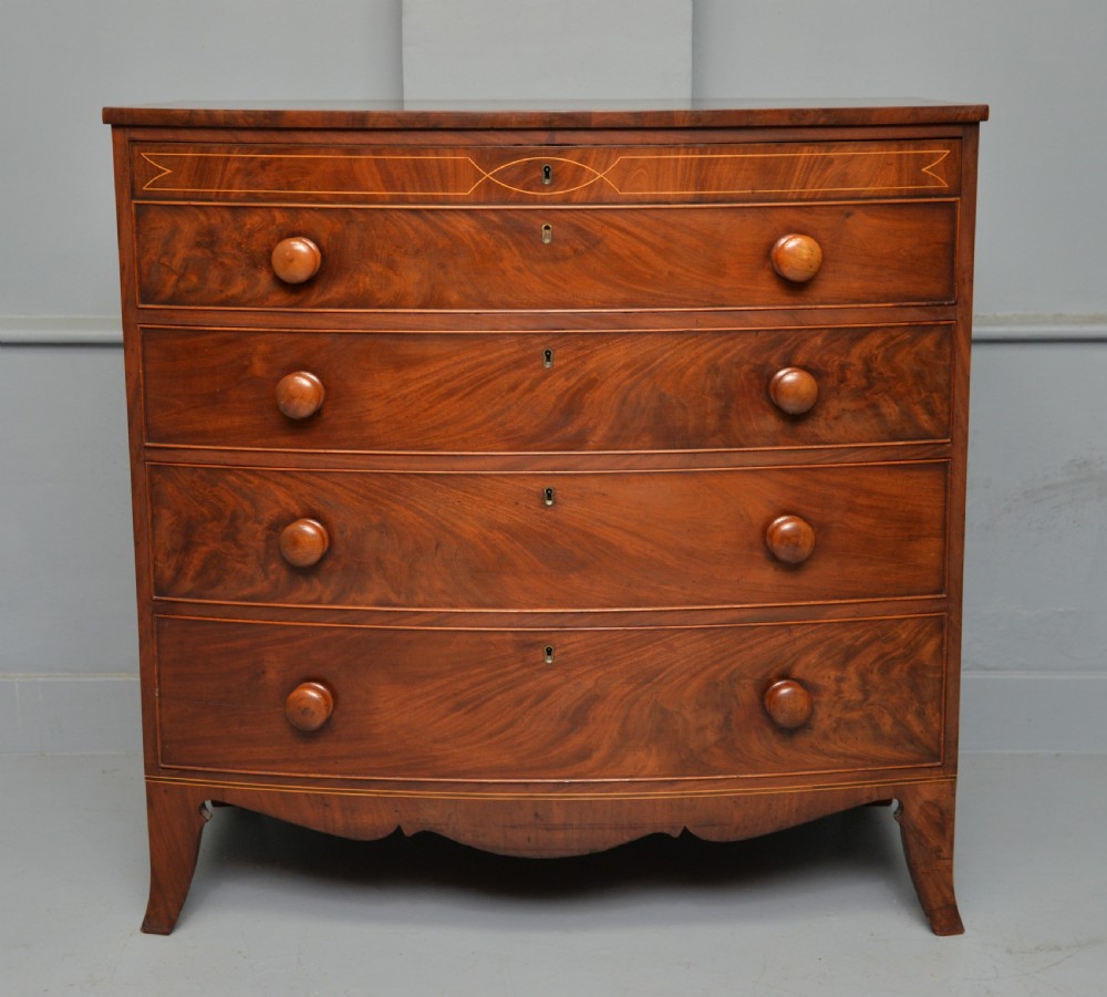 Regency Flame Mahogany Bow-Front Chest Of Drawers