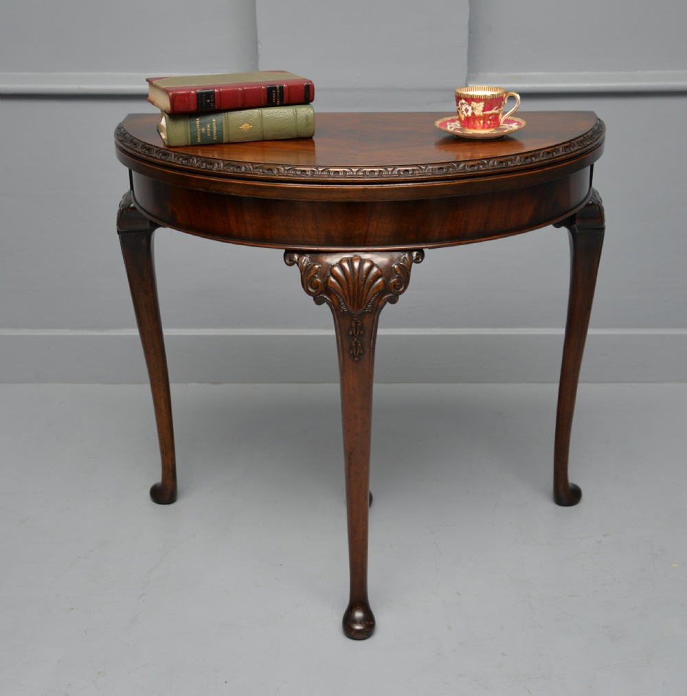 Georgian Revival Mahogany Demi-Lune Side / Card Table