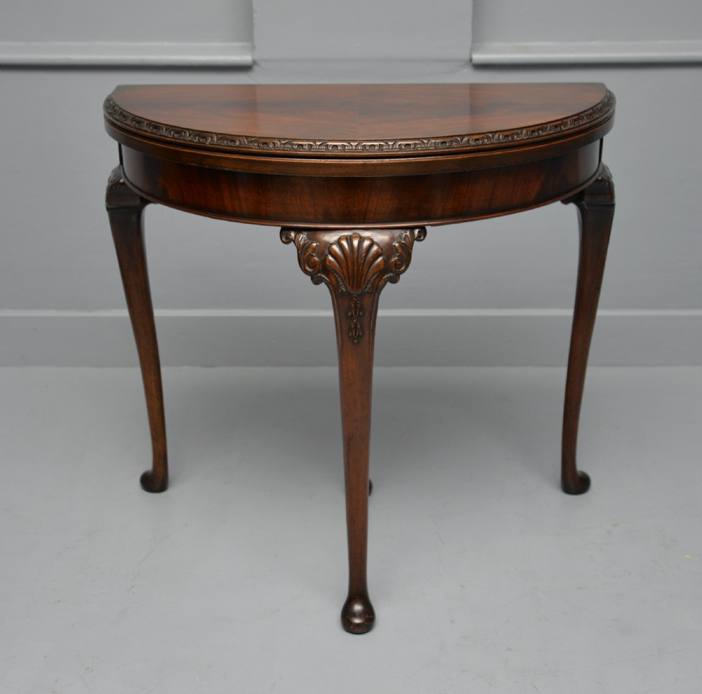 Georgian Revival Mahogany Demi-Lune Side / Card Table View II