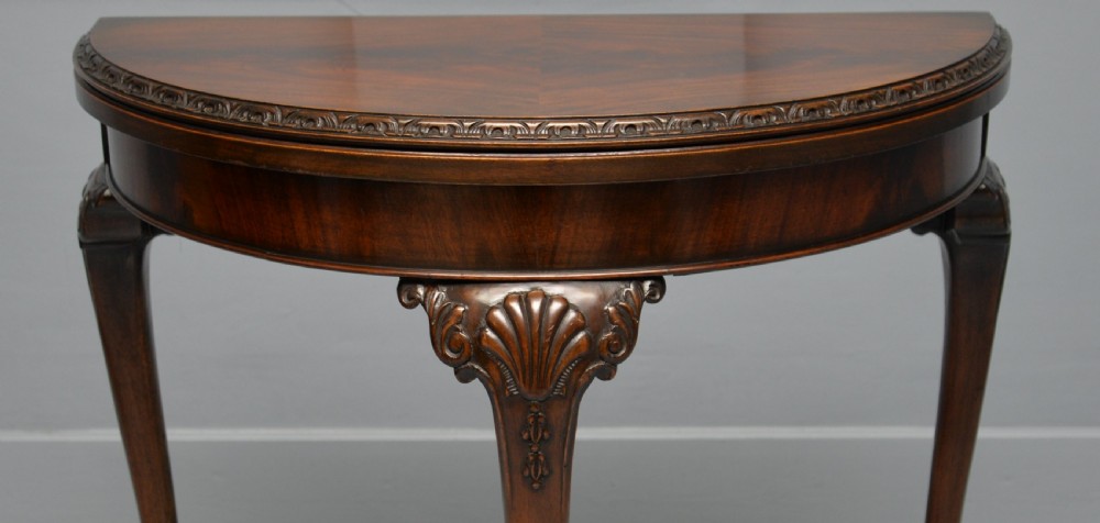 Georgian Revival Mahogany Demi-Lune Side / Card Table View III