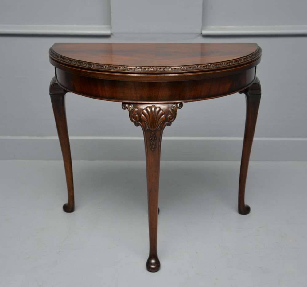 Georgian Revival Mahogany Demi-Lune Side / Card Table View IV