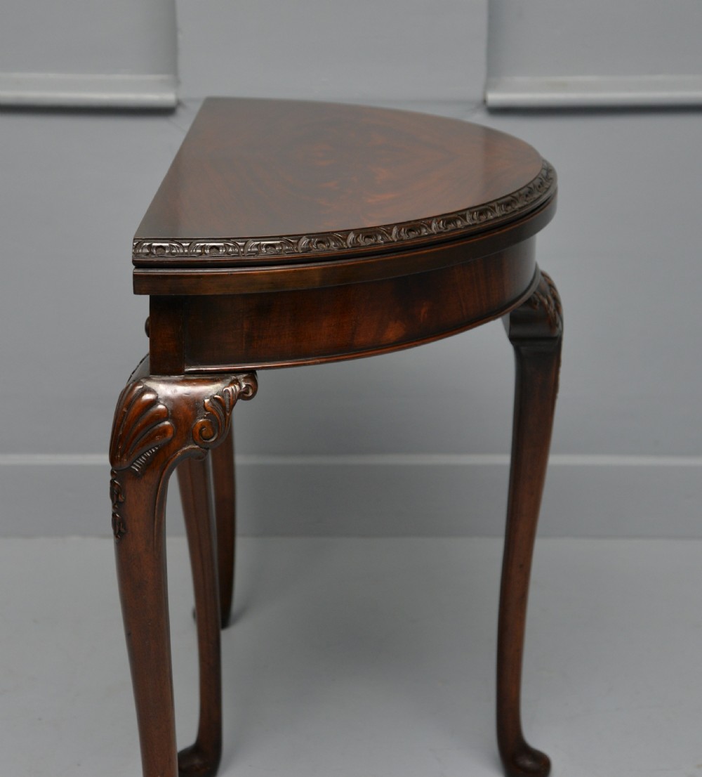 Georgian Revival Mahogany Demi-Lune Side / Card Table View VI
