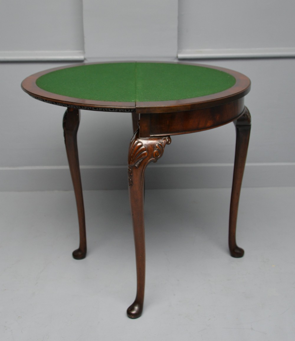 Georgian Revival Mahogany Demi-Lune Side / Card Table View X