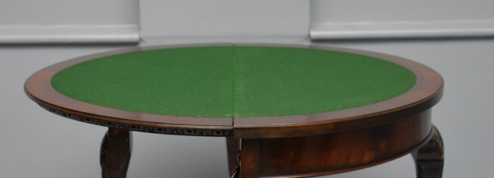 Georgian Revival Mahogany Demi-Lune Side / Card Table View XI