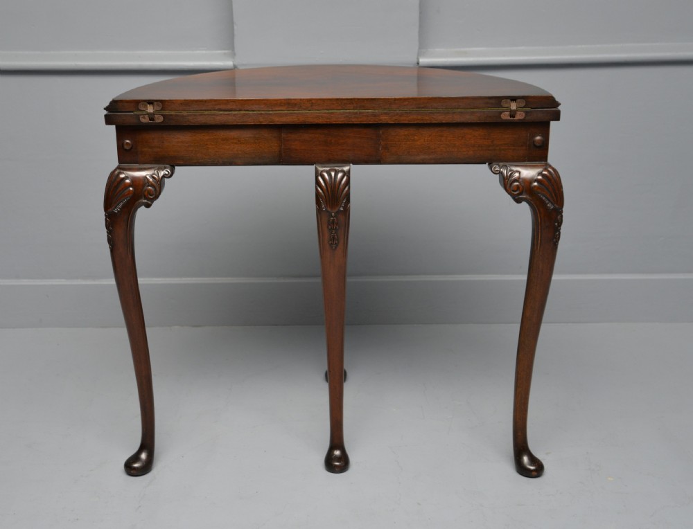 Georgian Revival Mahogany Demi-Lune Side / Card Table View XII