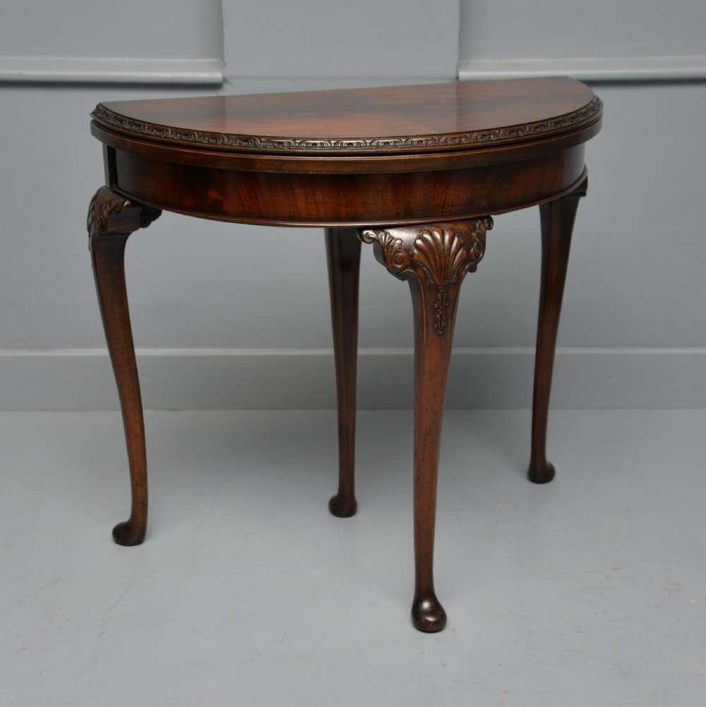 Georgian Revival Mahogany Demi-Lune Side / Card Table View XIV