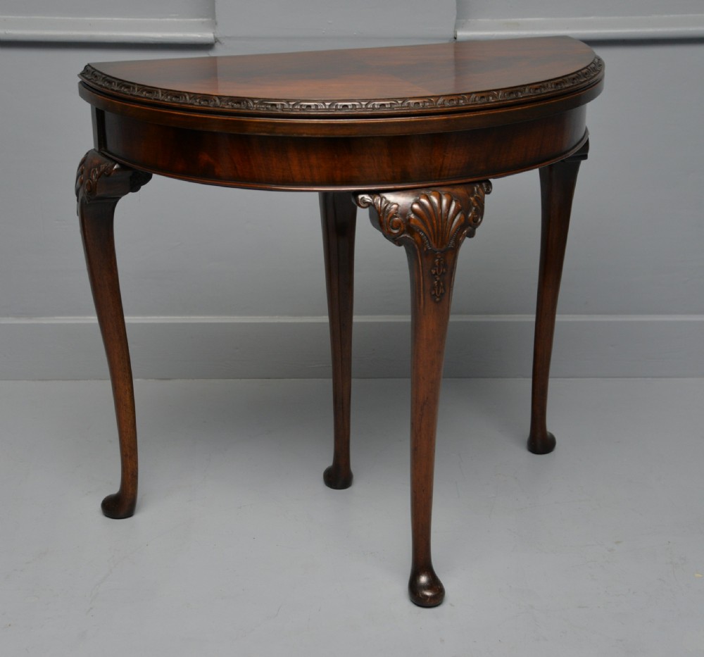 Georgian Revival Mahogany Demi-Lune Side / Card Table View XVI