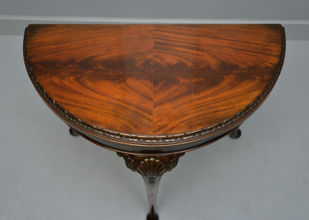 Georgian Revival Mahogany Demi-Lune Side / Card Table View XVII