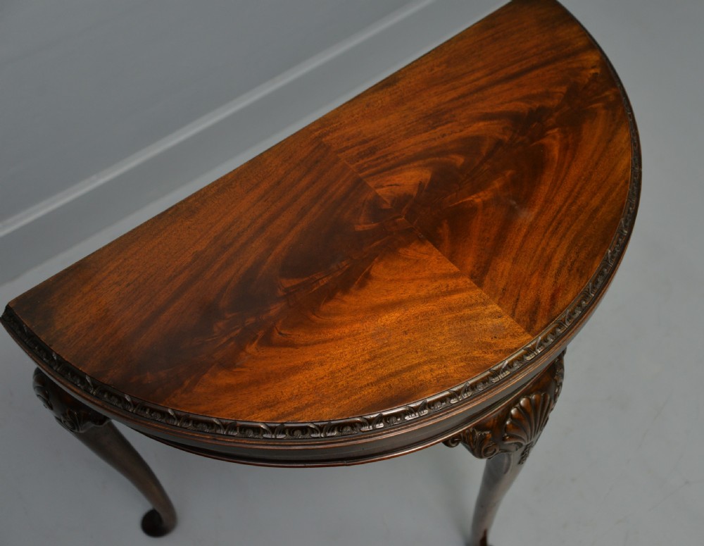 Georgian Revival Mahogany Demi-Lune Side / Card Table View XVIII