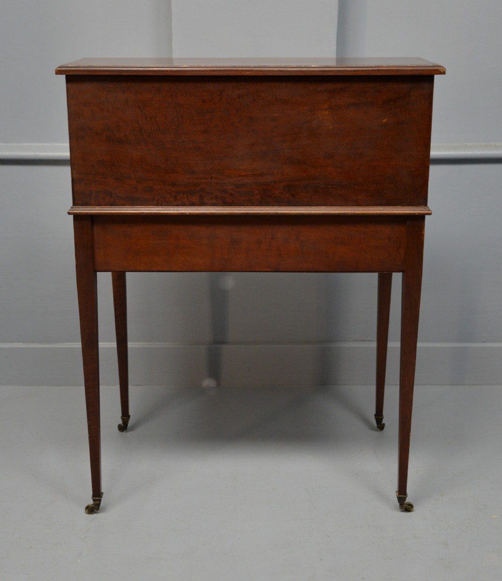 Edwardian Sheraton Revival Mahogany Cylinder Roll Top Desk View XI