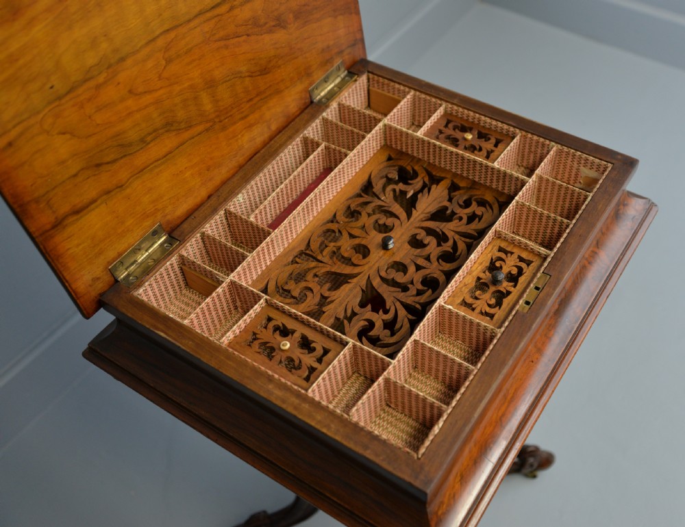 Victorian Burr-Walnut Sewing Work Table View VII