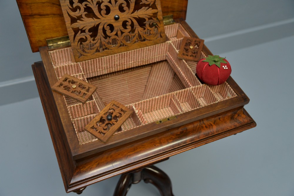 Victorian Burr-Walnut Sewing Work Table View VIII