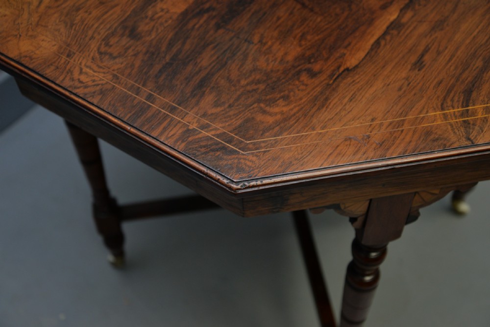 Quality Victorian Inlaid Rosewood Octagonal Centre Table / Side Table / Lamp Table View XIII