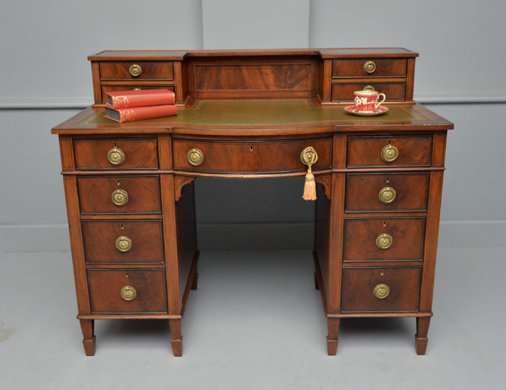 Elegant Edwardian Mahogany Leather Top Writing Desk