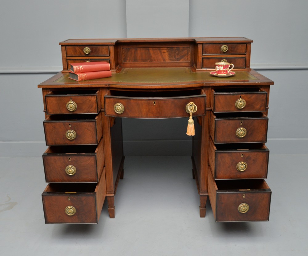 Elegant Edwardian Mahogany Leather Top Writing Desk View II