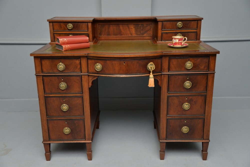 Elegant Edwardian Mahogany Leather Top Writing Desk View III