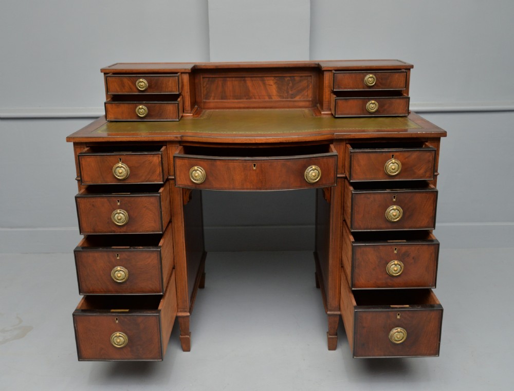 Elegant Edwardian Mahogany Leather Top Writing Desk View IV