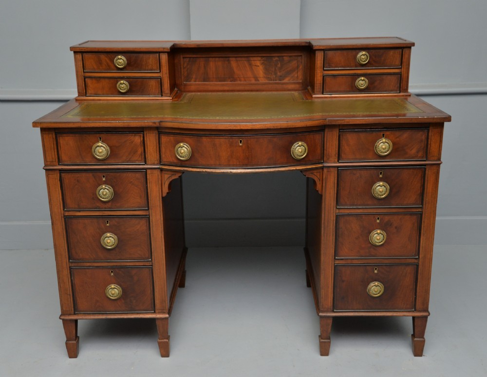 Elegant Edwardian Mahogany Leather Top Writing Desk View V