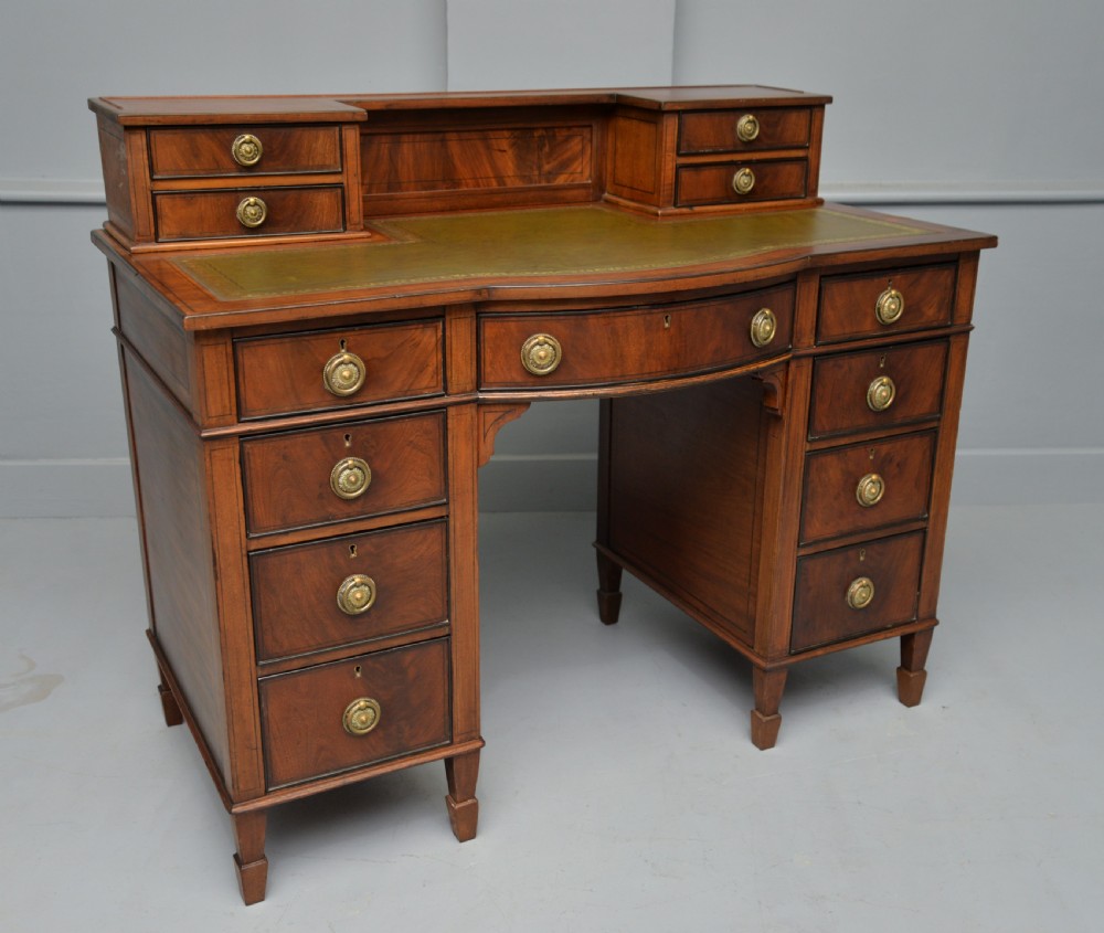 Elegant Edwardian Mahogany Leather Top Writing Desk View VI