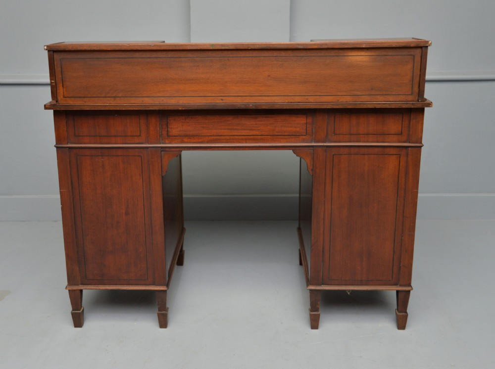 Elegant Edwardian Mahogany Leather Top Writing Desk View VIII