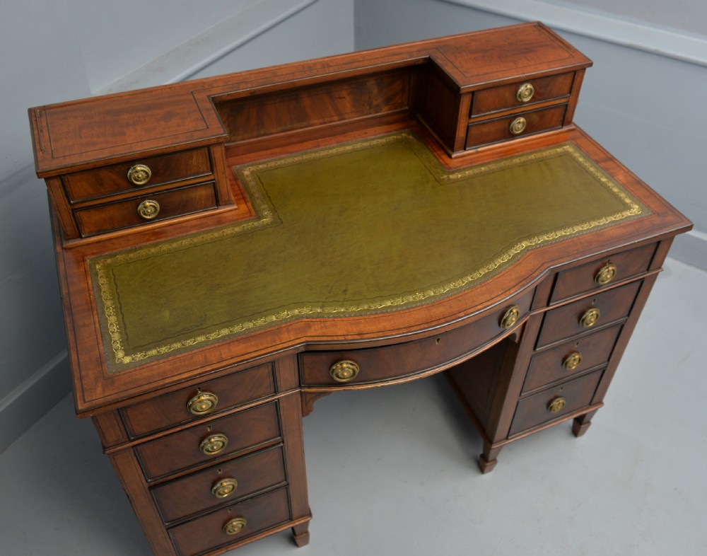 Elegant Edwardian Mahogany Leather Top Writing Desk View X