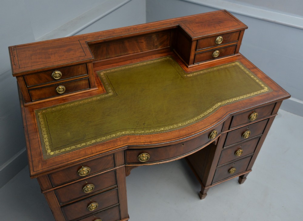 Elegant Edwardian Mahogany Leather Top Writing Desk View XI