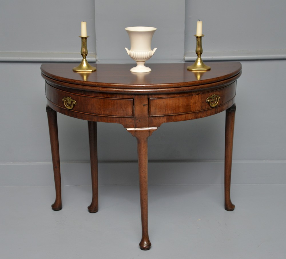 Rare George II Mahogany Swing Drawer Demi-Lune Tea Table Side Table View VII