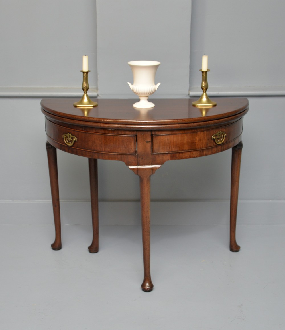 Rare George II Mahogany Swing Drawer Demi-Lune Tea Table Side Table View IV