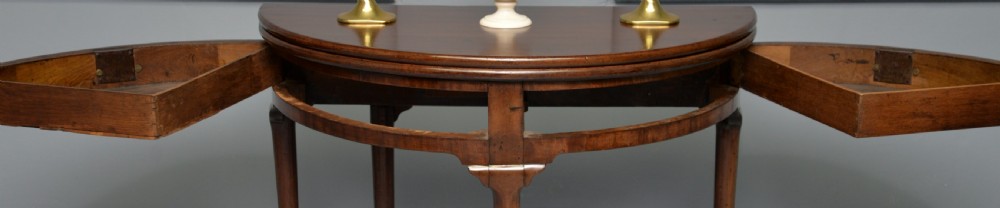 Rare George II Mahogany Swing Drawer Demi-Lune Tea Table Side Table View VI