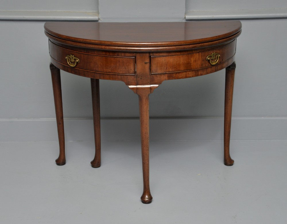 Rare George II Mahogany Swing Drawer Demi-Lune Tea Table Side Table