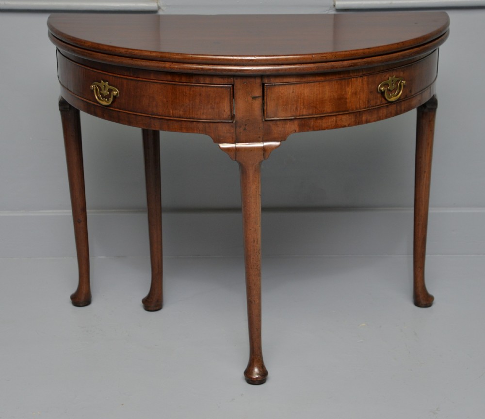 Rare George II Mahogany Swing Drawer Demi-Lune Tea Table Side Table View VIII