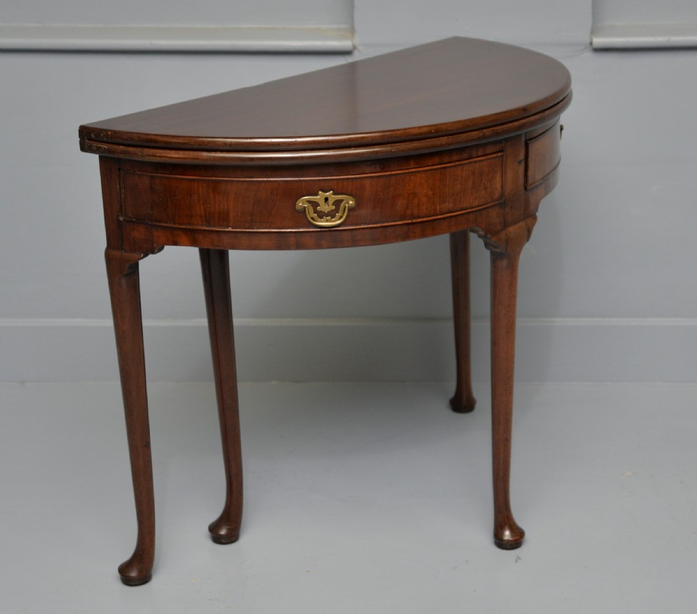 Rare George II Mahogany Swing Drawer Demi-Lune Tea Table Side Table View IX