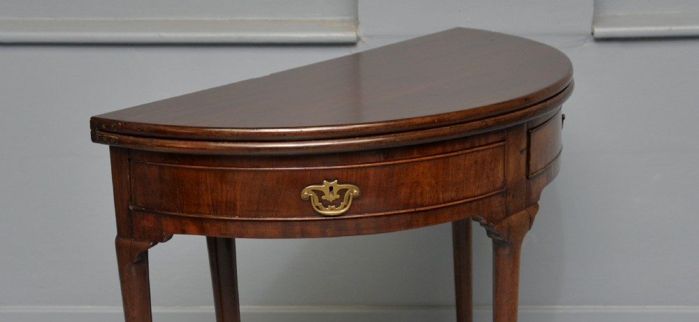 Rare George II Mahogany Swing Drawer Demi-Lune Tea Table Side Table View X