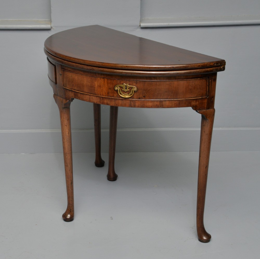 Rare George II Mahogany Swing Drawer Demi-Lune Tea Table Side Table View XII