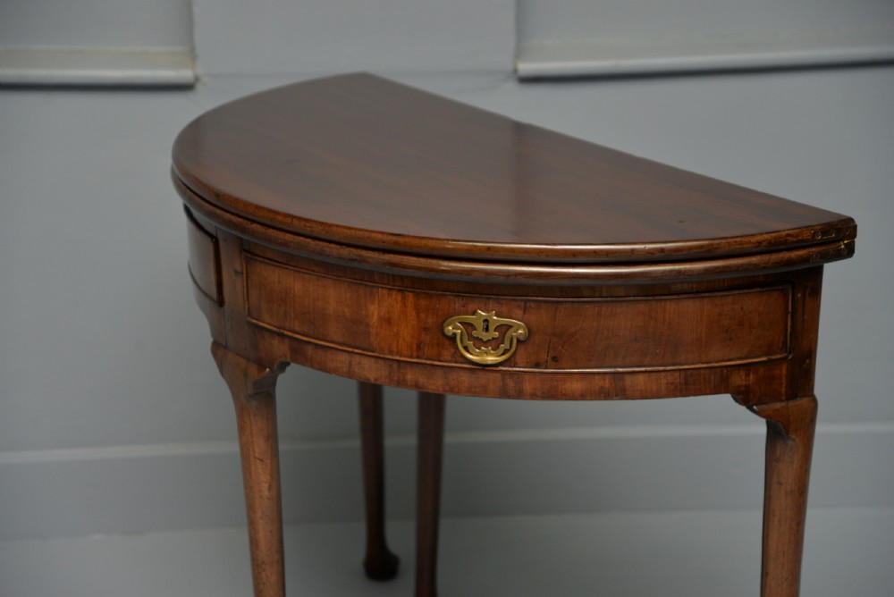 Rare George II Mahogany Swing Drawer Demi-Lune Tea Table Side Table View XIII