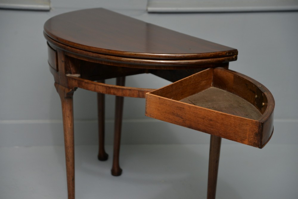 Rare George II Mahogany Swing Drawer Demi-Lune Tea Table Side Table View XIV