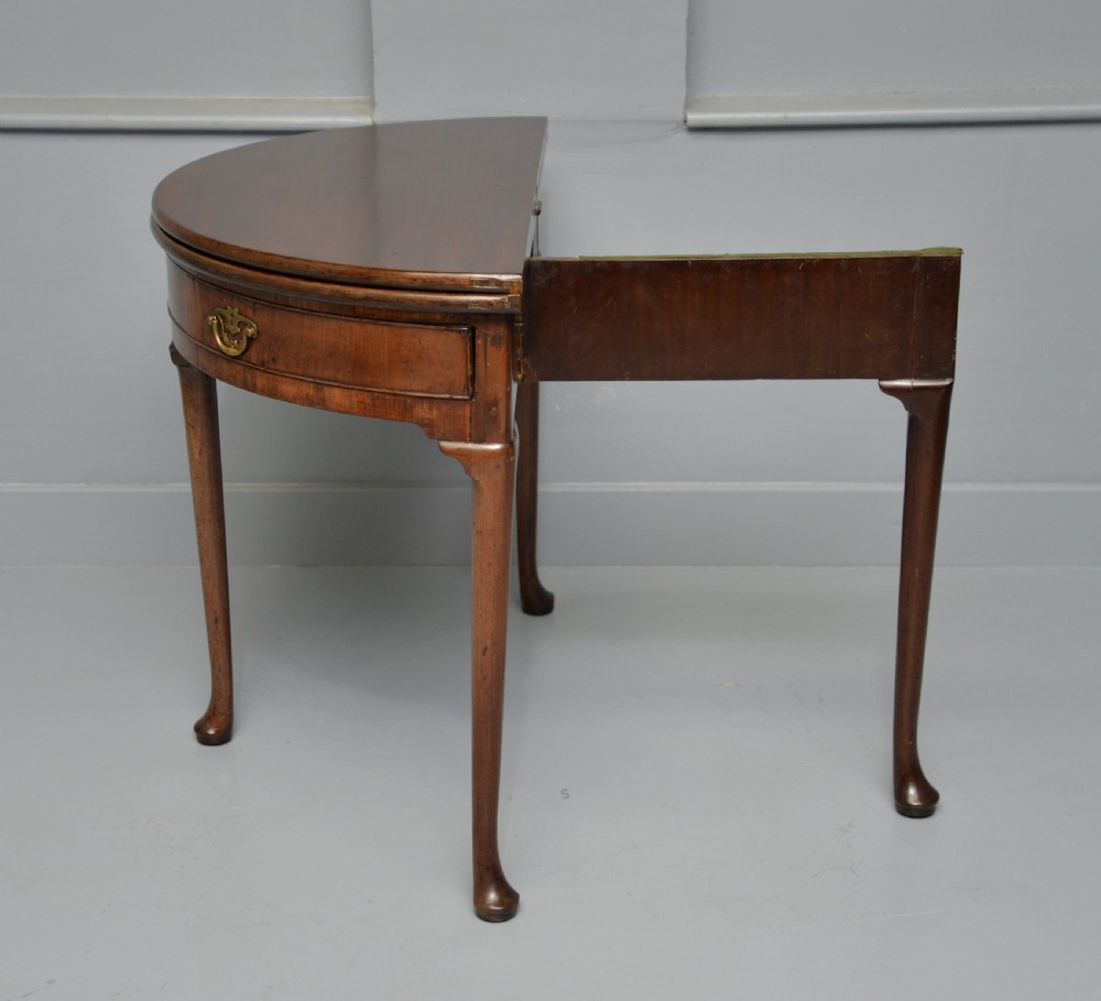 Rare George II Mahogany Swing Drawer Demi-Lune Tea Table Side Table View XV