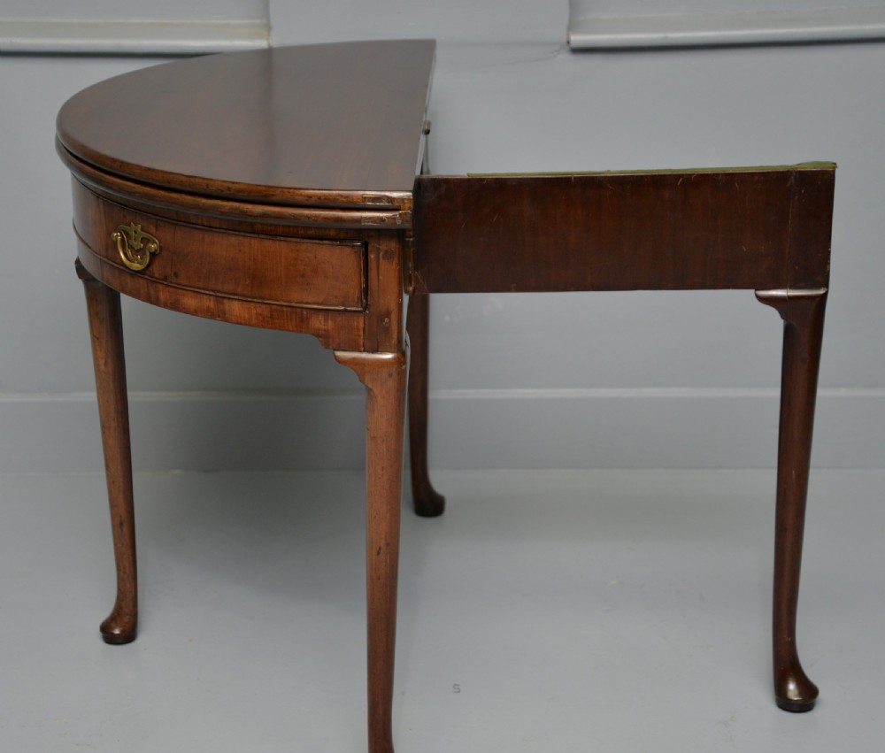 Rare George II Mahogany Swing Drawer Demi-Lune Tea Table Side Table View XVII