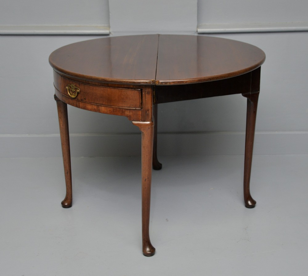 Rare George II Mahogany Swing Drawer Demi-Lune Tea Table Side Table View XVIII