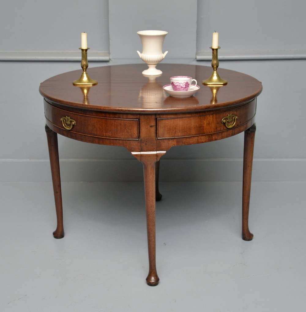 Rare George II Mahogany Swing Drawer Demi-Lune Tea Table Side Table View XIX