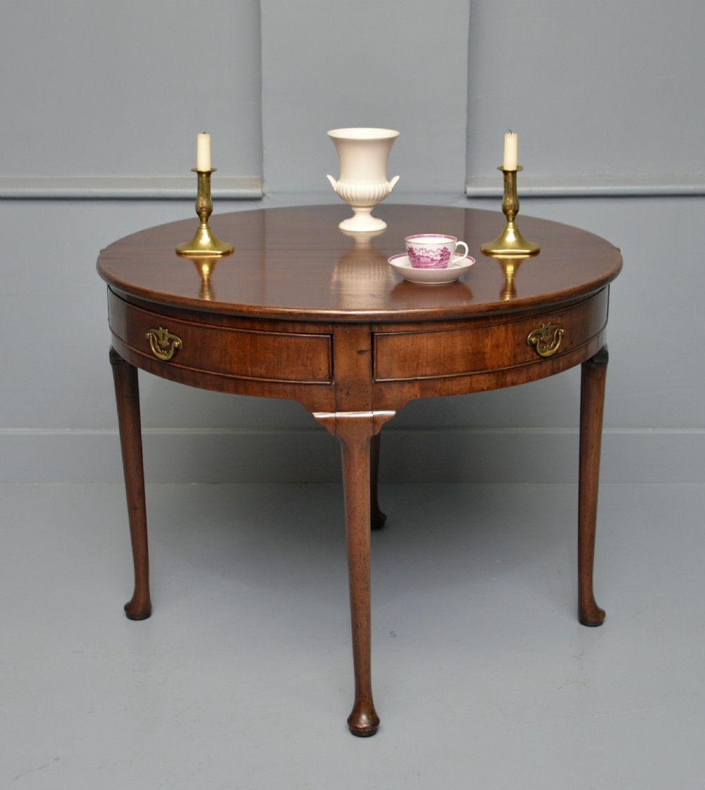 Rare George II Mahogany Swing Drawer Demi-Lune Tea Table Side Table View XXI